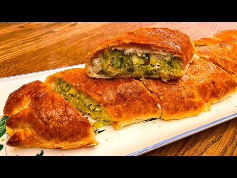 Видео: Рецепт пирога — хрустящий капустный штрудель от Юлии Высоцкой | #сладкоесолёное