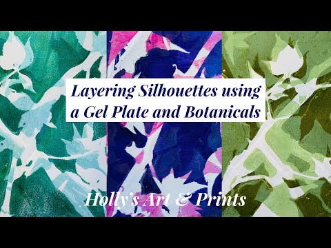 Видео: Послойное нанесение силуэтов с использованием гелевой пластины и растительных компонентов