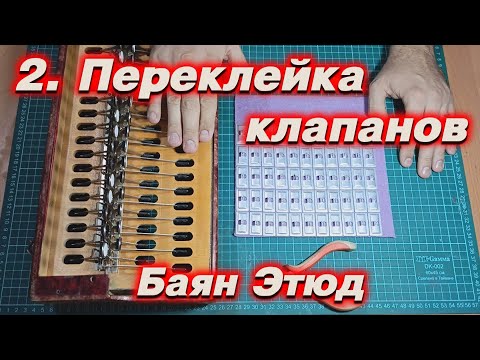 Видео: Переклейка клапанов правой механики. Ремонт баяна Этюд 205м. Разговорное видео.