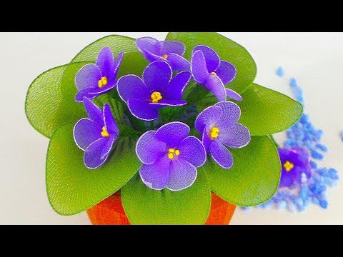 Видео: Как сделать Фиалка из капроновых колготок (нейлон) How to make flower DIY