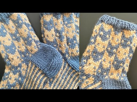 Видео: Жаккард "Котята" (#knittingtutorialforbeginners #knittingsocks #вязаныеноски)