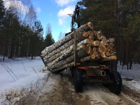 Видео: оторвало коник на груженом лесовозе. весна пришла, кердык дорогам в лесу
