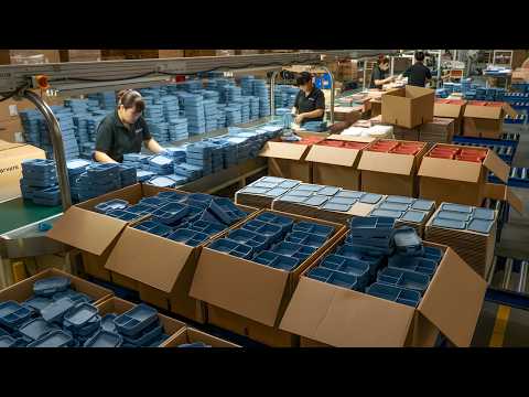 Видео: Невероятный процесс превращения сырого пластика в красочные контейнеры для еды