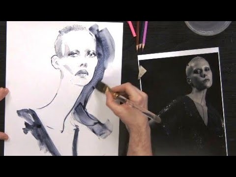 Видео: Fashion-иллюстрация c художником Максимом Сергеевым. Рисуем акварелью и карандашами 3 работы.