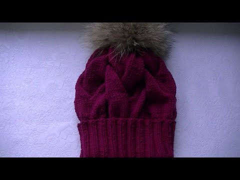 Видео: Вязание  шапки узором  большие  косы с 30 петель.