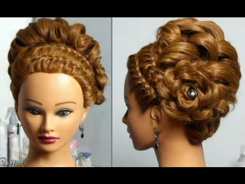 Видео: Прическа для средних волос  с плетением на основе буклей.