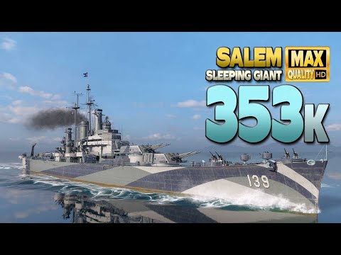 Видео: крейсер Салем: +350 тыс. урона на карте «Спящий великан» - World of Warships
