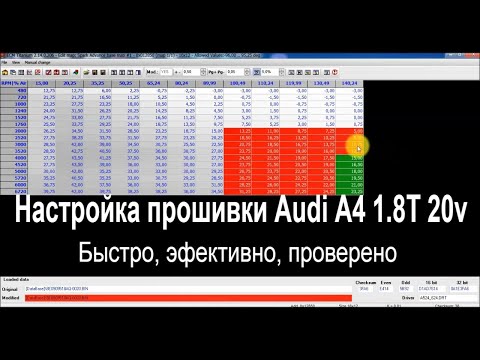 Видео: Настройка прошивки #Ауди A4 1.8T 20V 163cv. Эфективно, быстро, проверено! Всего несколько карт !