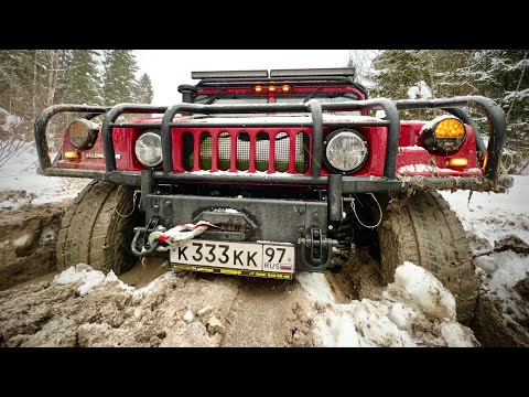 Видео: Hummer H1, Тахо на 42-х, Ram, Wrangler и Defender - зимний офроад!