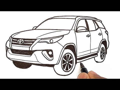 Видео: Как нарисовать внедорожник Toyota Fortuner | Простой урок рисования автомобилей!