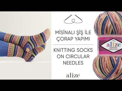 Видео: Misinalı Şiş ile Çorap Yapımı • Knitting Socks on Circular Needles • Носки с круговыми спицами