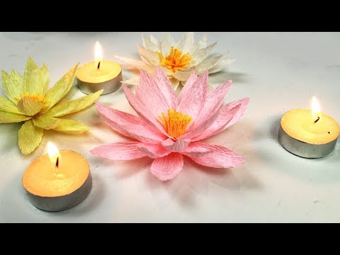 Видео: Цветы из бумаги. Лотос из гофрированной бумаги