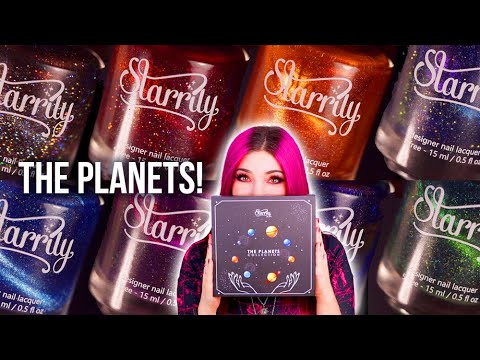 Видео: Коллекция лаков для ногтей Starrily PLANETS — магнитные голографические образцы! || Келли Марисса