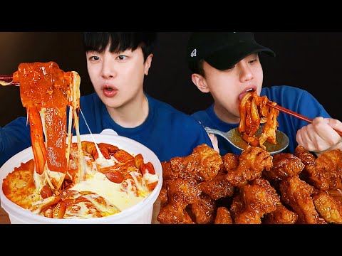 Видео: МУКБАНГ АСМР | Tteokbokki Mukbang & Honey Combo Куриный мукбанг с моим другом🤪 mukbang