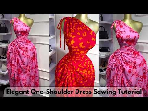 Видео: Как сшить шикарное платье на одно плечо с рюшами | Пошаговое руководство по шитью (часть 2)