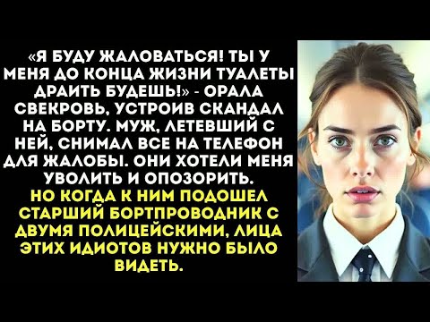 Видео: «Эта тварь меня облила! Уволить ее!» — визжала свекровь на весь самолет, где я работала стюардессой.