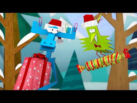 Видео: Бумажки - Сборник серий -  Зима в Бумажном месте!  - мультфильм про оригами для детей