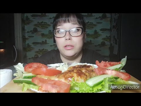 Видео: Мукбанг | Жареная курица, макароны и овощи | У нас тихо