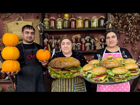 Видео: Бабушка готовит лучший в деревне бургер с тыквой и курицей!