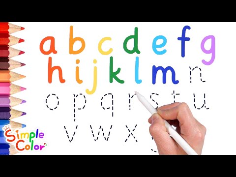 Видео: раскраска ABC Drawing by Dotted Lines for kids | От А до Я Как читать алфавит - простой цвет