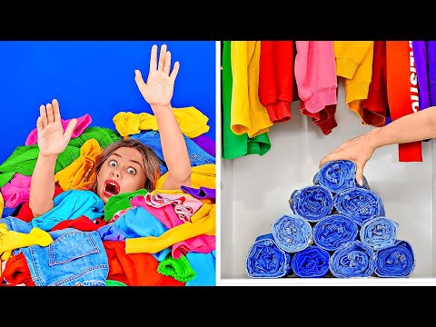 Видео: ЛАЙФХАКИ С ОДЕЖДОЙ ДЛЯ ИДЕАЛЬНОГО ГАРДЕРОБА || Умные идеи для подгонки нарядов от 123 GO!