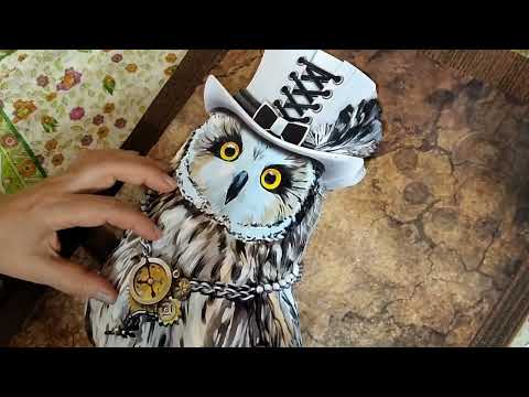 Видео: МК картина 3D ,папертоль Мисс Сова