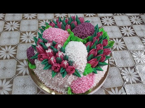 Видео: Торт с сиренью и тюльпанами для мамочки