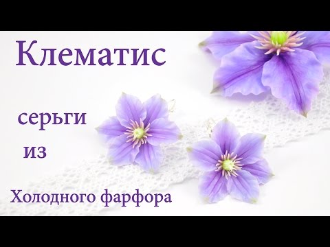 Видео: Клематисы серьги из холодного фарфора мастер класс