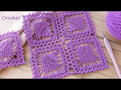 Видео: Ажурный КВАДРАТНЫЙ МОТИВ "Ананасы" вязание крючком МК🧶SUPER Beautiful Pattern Crochet square motifs