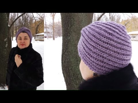 Видео: Чалма спицами Вязать шапку чалму спицами