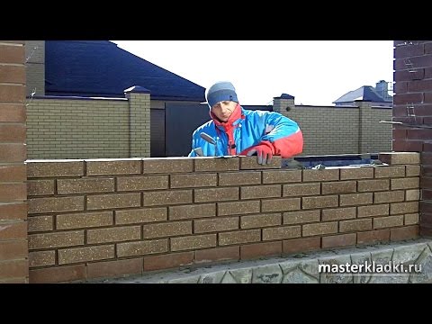 Видео: Кирпичная кладка в 1/2 кирпича с двухсторонней расшивкой - [© masterkladki]