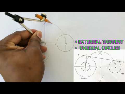 Видео: ВНЕШНЯЯ КАСАТЕЛЬНАЯ к двум НЕРАВНЫМ ОКРУЖНОСТЯМ