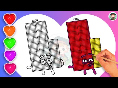 Видео: Как рисовать раскраску Numberblock 1300🌈 - Учимся рисовать раскраску Numberblock 1300 для детей