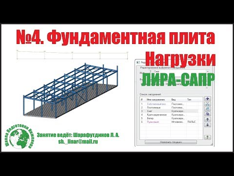 Видео: Металлический каркас Автомойки в ЛИРА САПР. [Занятие 4] Фундаментная плита. Нагрузки.