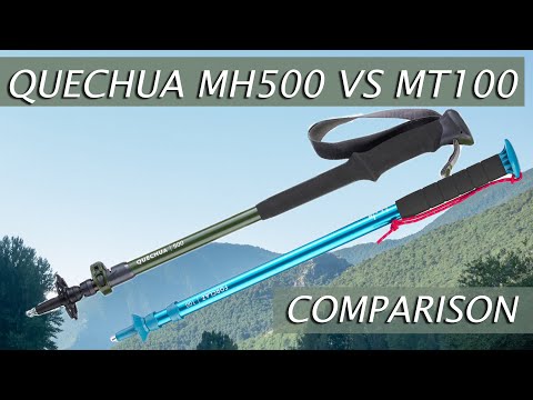 Видео: Сравнение и обзор треккинговых палок Quechua MH500 и Quechua MT100 | Сходства и различия