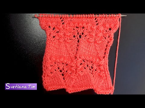 Видео: Невероятно красивый Ажурный Узор ГРЕБЕШКИ. Вязание спицами УЗОРЫ / knitting patterns № 425