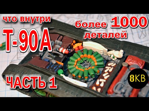 Видео: ПЛАСТИЛИН. Танк Т-90А ОБТ РФ. Конструкция и детали внутри.Модель (более 1000 деталей). ЧАСТЬ 1