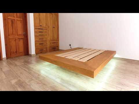 Видео: Плавающее основание кровати со встроенной светодиодной подсветкой для современных и небольших спален