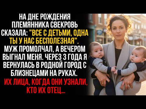 Видео: Муж выгнал за бездетность, а через 3 лет я вернулась с близнецами. Но когда все узнали, кто их отец…