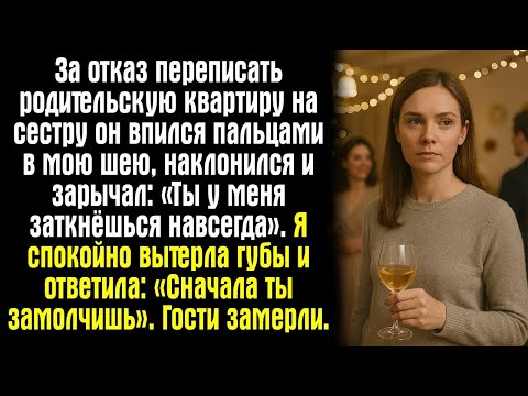 Видео: За отказ переписать родительскую квартиру на сестру он впился пальцами в мою шею, наклонился и