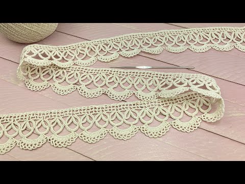 Видео: ЛЕНТОЧНОЕ КРУЖЕВО вязание КАЙМА крючком мастер-класс Crochet Tape Lace Tutorial