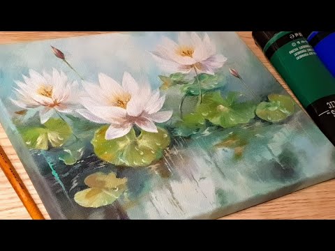 Видео: Как нарисовать цветок лотоса / Картина акрилом / Лечебное видео / (Цветочная роспись)