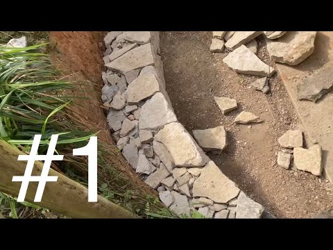 Видео: Строительство сухой каменной изогнутой стены и облицовки №1