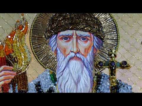 Видео: Финиш Образа в каменьях "Спиридон Тримифунтский"/Оформленная работа/juliacreation/вышивка
