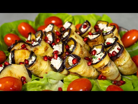 Видео: Рулетики из баклажанов с творогом. Шикарные баклажановые рулетики