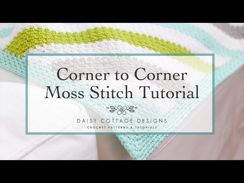 Видео: Урок по вязанию крючком узора «Мосс» (C2C) – льняной узор