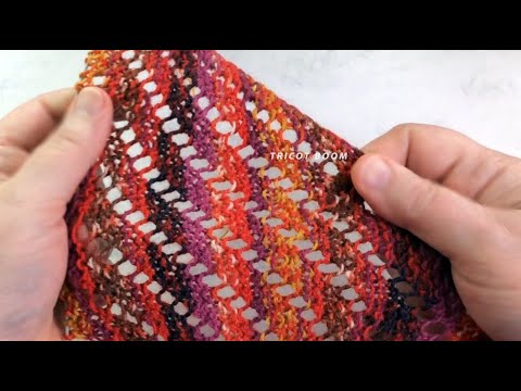 Видео: Как связать ажурный шарф с диагональными линиями и треугольными концами. Biased scarf.