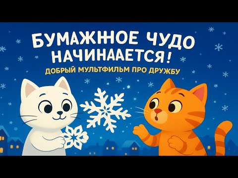 Видео: Бумажные снежинки — Добрый мультфильм про котиков Мурчика и Рыжика ❄️