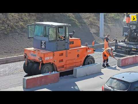 Видео: Строительство развязки ул. Вакуленчука–ПОР–Фиолентовское ш. Укладка асфальтобетона на второй полосе