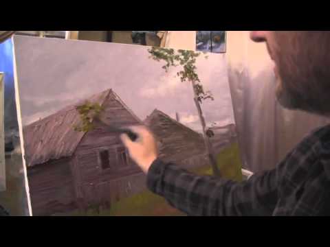 Видео: Видеоурок Сахарова Как научиться осень, дом живопись для начинающих, уроки рисования